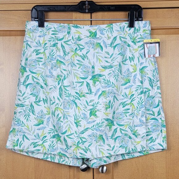 Ellen Tracy Pants - NWT Ellen Tracy Green Floral Print Linen Blend Skort - S